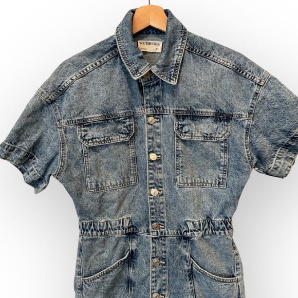 Free People Marci Cuffed Shortalls Size Small - Picture 7 of 13